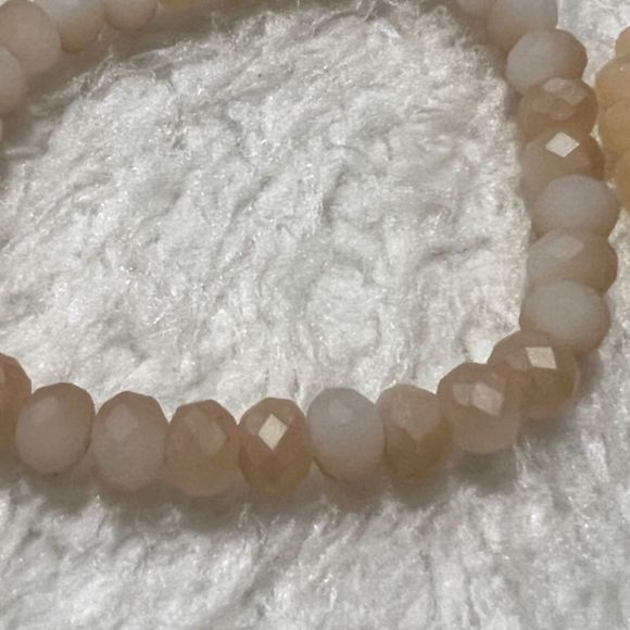 Lot of 3 Peach Faceted Graduated Beads Elastic Bracelet - Picture 5 of 7